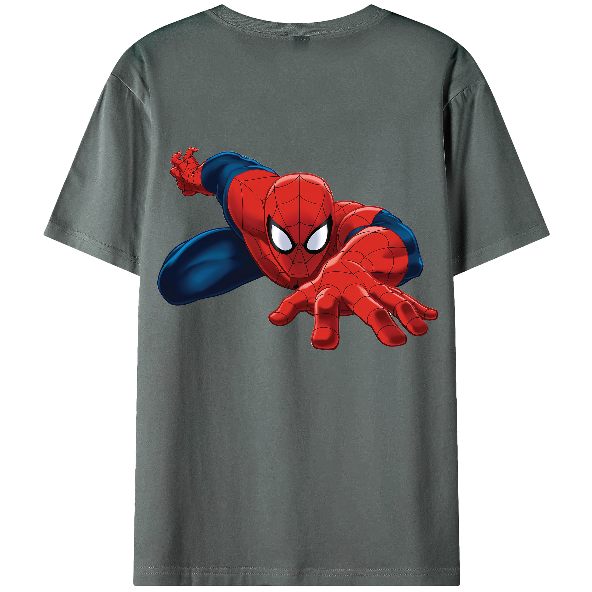 （画像用） Spider Man スパイダーマン 綿100％ メンズ半袖Tシャツ（バックプリント） 通気性
